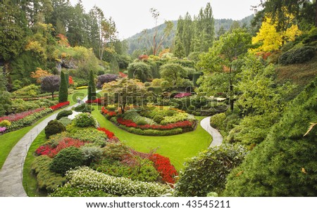 Masterpiece of landscape gardening art – Sunken-garden on island Vancouver