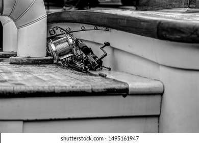 Masts And Nautical Gear In Black And White Of A Tall Ship In British Columbia