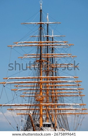 Masts, yards, sails and rigging of a sailing ship