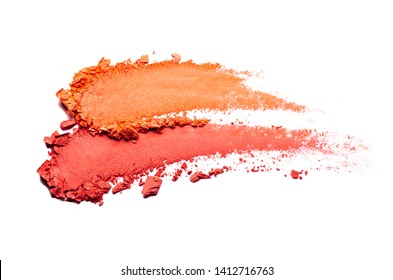 Mat Blusher Or Eye Shadow Orange Red Smudge Palette Isolated White Background Medium Color