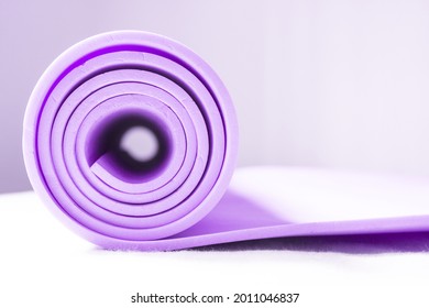 Mat For Practicing Yoga, Pilates And Stretching Exercises. No People