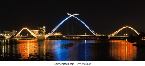 Matagarup Bridge Highlighted In West Coast Eagles Colours 