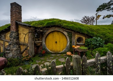 Matamata, New Zealand - August 2019. Hobbiton movie set for The Lord of The Rings
