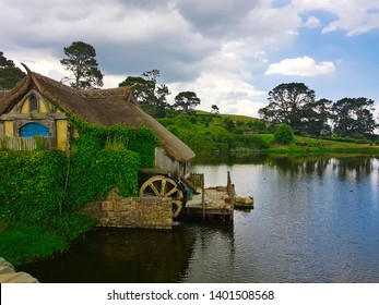 MATAMATA, NEW ZEALAND - DECEMBER 17, 2017: Hobbiton movie set, site of The Lord of the Rings and The Hobbit movie trilogies.