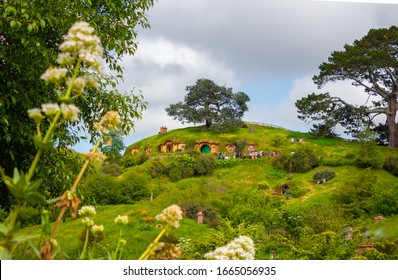 Matamata, New Zealand. November 14 2018. View Of Bilbo Baggins Home At Hobbiton Movie Set