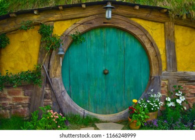 Matamata / New Zealand - October 04 2017: Hobbiton Movie Set Of Shire In The Lord Of The Rings And The Hobbit Trilogies, Matamata