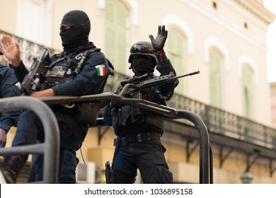 Matamoros, Tamaulipas, Mexico - February 24, 2018: Mexican Armed Forces During Operations In North Easthern Mexico.