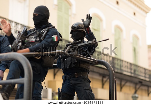 Matamoros,\
Tamaulipas, Mexico - February 24, 2018: Mexican armed forces during\
operations in north easthern\
Mexico.