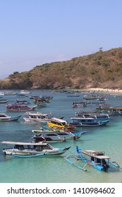 Mataram, Indonesia - June 18, 2018 : Step Aside Boats At Pink Beach Or Tangsi Beach Lombok