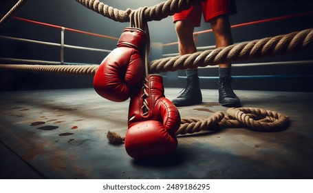 a match between two boxers in the ring with spotlights on, and is a spectacular boxing match