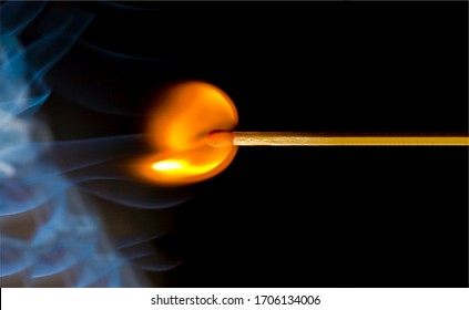 Match Burning. The Flame Of A Burning Match