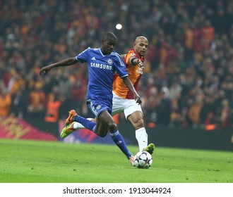 The Match Ended 1-1 In The Galatasaray FC Chelsea Champions League Match Played In Istanbul On February 26, 2014. (L) Ramires, Felipe Melo