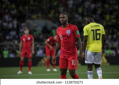 Match England-Columbia At World Cup 2018. Spartak Stadium, Moscow. July 3rd 2018. England's Forward Raheem Sterling. 