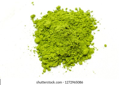 Matcha Green Tea Extract Powder Isolated White Background