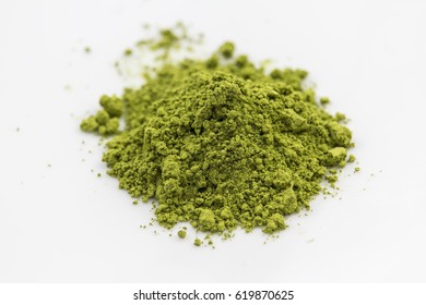 Matcha Green Tea Extract Powder Isolated White Background