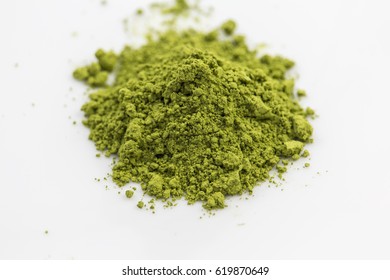 Matcha Green Tea Extract Powder Isolated White Background