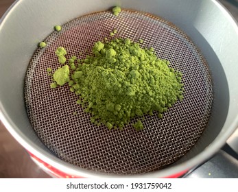 Matcha Green Tea Powder On A Sift