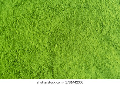 Matcha Powder Background. Green Tea Texture Close Up, Selective Focus