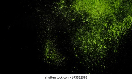 Matcha Tea Powder With Black Background