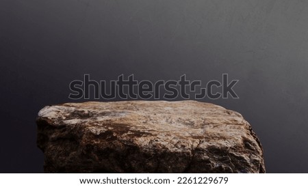 Material rock stone stage or podium display product with dark gray wall room studio background
