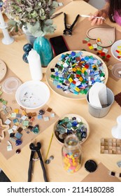 Materials And Tools For Making Colored Glass Mosaics. Master Class On Making Mosaic Panels