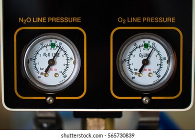 Maternity Drugs Gas And Air Equipment Machine Mixing Dose Of Oxygen And Nitrous Oxide Making Entonox Used For Pain Relief In Labour With Antibacterial Filter Pressure Gauge In Hospital