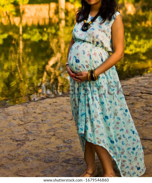 Maternity Shoot Pose Welcoming New Born Stock Photo Edit Now