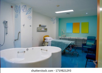 Maternity Ward In A Hospital With A Bath For Birth In Water.