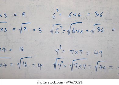 Math equation on the whiteboard. Numerical calculation using logarithm rooting method. Education concept. Close up and blur. For background and design. - Powered by Shutterstock