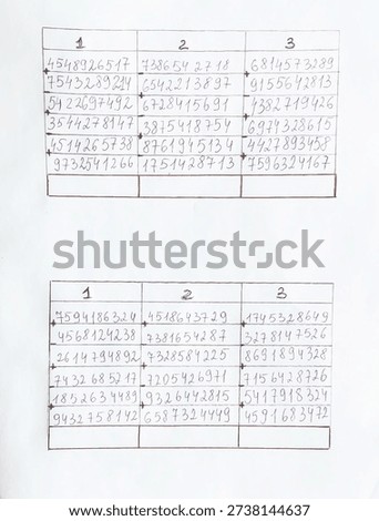Math exercises, mental arithmetic abacus Handwritten 