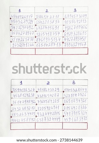Math exercises, mental arithmetic abacus Handwritten 