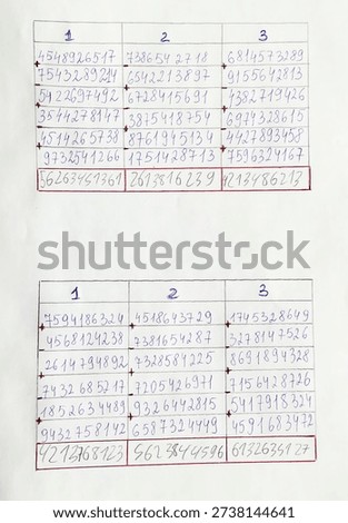 Math exercises, mental arithmetic abacus Handwritten 