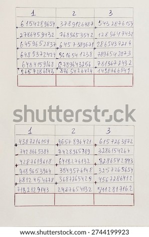 Math exercises, mental arithmetic abacus Handwritten 