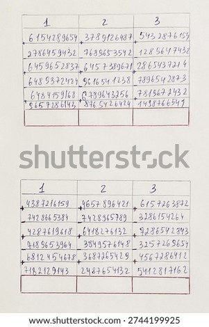 Math exercises, mental arithmetic abacus Handwritten 