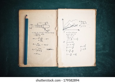 Math Functions And Thermodynamics Calculations In Old Book, Top View