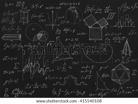 Math geometry formulas on black background.