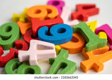 Math number colorful on white background, education study mathematics learning teach concept. - Shutterstock ID 2183663345