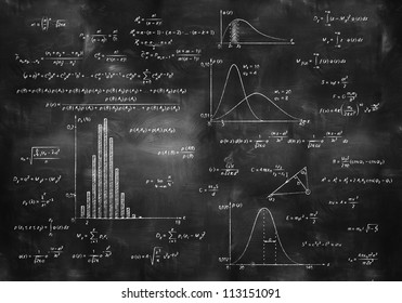 Math Physics Formulas On Balck Chalkboard