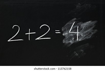 Math Simple Equation On Chalk Board