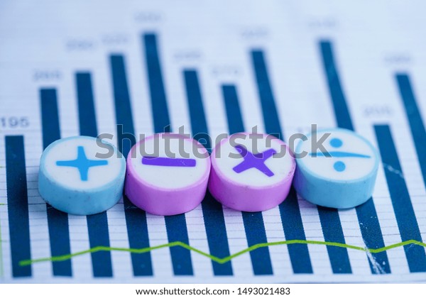Math Symbols Charts Graphs spreadsheet.\
Finance Banking Account, Statistics, Investment Analytic research\
data economy, Stock exchange trading, Mobile office reporting\
Business meeting\
concept.\

