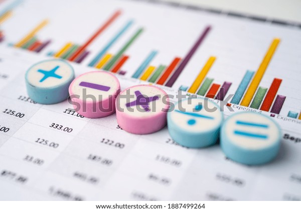 Math Symbols Charts Graphs spreadsheet. Finance
Banking Account, Statistics, Investment Analytic research data
economy, Stock exchange trading, Mobile office reporting Business
meeting concept.