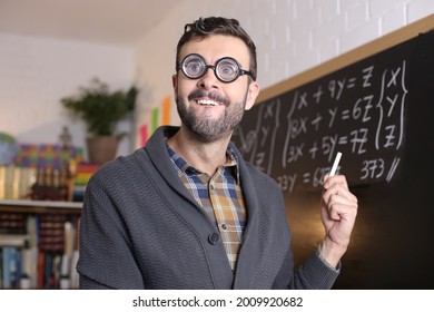 Math Teacher With Thick Eyeglasses