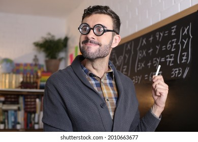 Math Teacher With Thick Eyeglasses