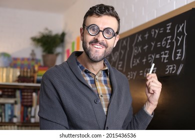 Math Teacher With Thick Eyeglasses