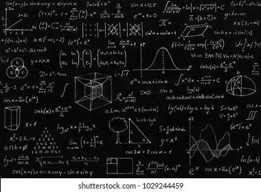 Mathematic, geometry, physic formula and symbol on black background. - Shutterstock ID 1029244459