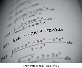 Mathematical education concept of function, integral, derivative formulas