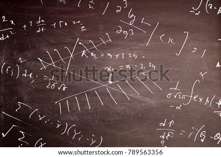 Mathematical equation on blackboard