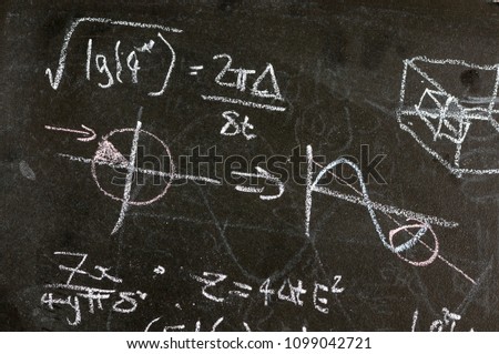 Mathematical equations on a blackboard