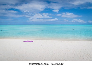 Matira Beach On Bora Bora With A Towel