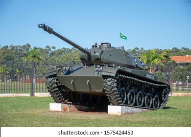 Mato Grosso Do Sul, Brazil - July 07, 2019 - Ground Combat Vehicle On Display In Front Of The Army Barracks In The City Of Dourados In The State Of Mato Grosso Do Sul, Brazil.